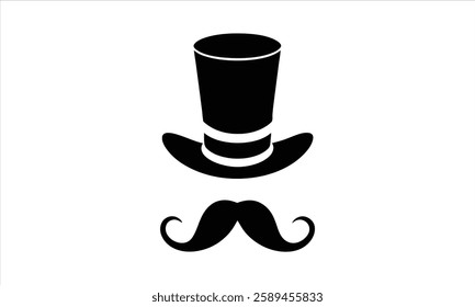 Top Hat and Mustache Classic Gentleman Icon