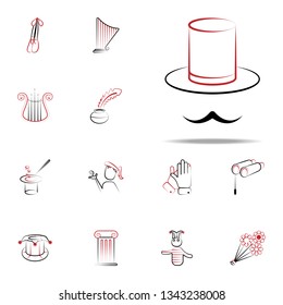 top hat and mustache icon. handdraw icons universal set for web and mobile
