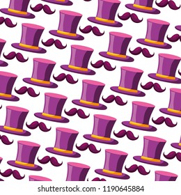 top hat and mustaches carnival party pattern