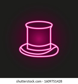 top hat neon style icon. Simple thin line, outline vector of hats icons for ui and ux, website or mobile application