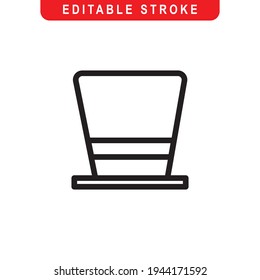 Top Hat Outline Icon. Top Hat Line Art Logo. Vector Illustration. Isolated on White Background. Editable Stroke