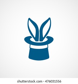 Top Hat With Rabbit Ears Blue Flat Icon On White Background