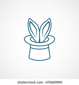 Top Hat With Rabbit Ears Blue Flat Icon On White Background