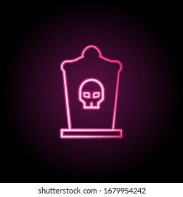 Top hat, rip neon icon. Simple thin line, outline vector of dia de muertos icons for ui and ux, website or mobile application