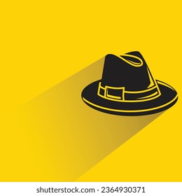 top hat with shadow on yellow background