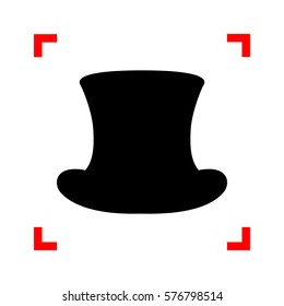 Top hat sign. Black icon in focus corners on white background. Isolated.