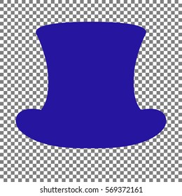 Top hat sign. Blue icon on transparent background.