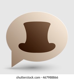 Top hat sign. Brown gradient icon on bubble with shadow.