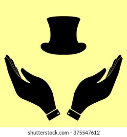 Top hat sign. Flat style icon vector illustration.