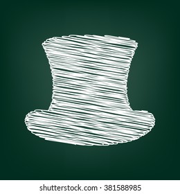 Top hat sign. Flat style icon with chalk effect