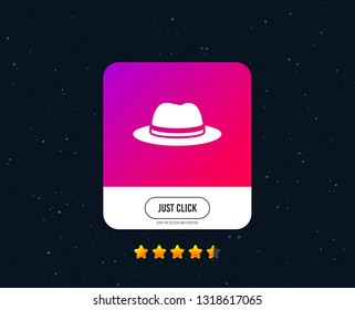 Top hat sign icon. Classic headdress symbol. Web or internet icon design. Rating stars. Just click button. Vector