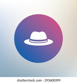 Top hat sign icon. Classic headdress symbol. Icon on blurred background. Vector