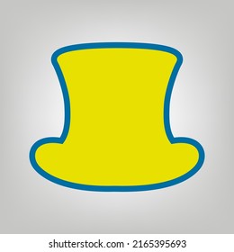 Top hat sign. Icon in colors of Ukraine flag (yellow, blue) at gray Background. Illustration.