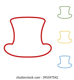 Top hat sign. Set of line icons