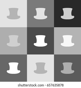 Top hat sign. Vector. Grayscale version of Popart-style icon.