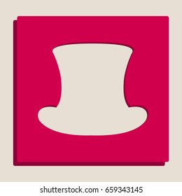 Top hat sign. Vector. Grayscale version of Popart-style icon.