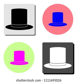 Top hat. simple flat vector icon illustration on four different color backgrounds
