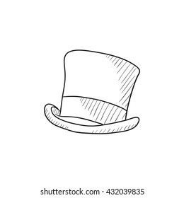 Top hat sketch icon for web, mobile and infographics. Hand drawn top hat icon. Top hat vector icon. Top hat icon isolated on white background.