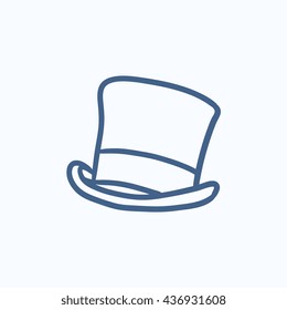 Top hat sketch icon for web, mobile and infographics. Hand drawn top hat icon. Top hat vector icon. Top hat icon isolated on white background.