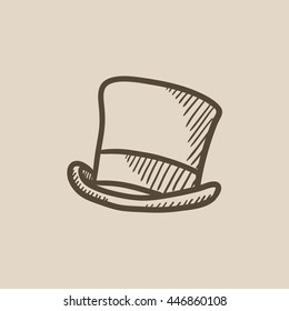 Top hat sketch icon for web, mobile and infographics. Hand drawn top hat icon. Top hat vector icon. Top hat icon isolated on white background.