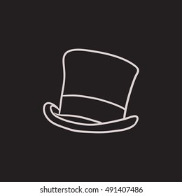 Top hat sketch icon for web, mobile and infographics. Hand drawn top hat icon. Top hat vector icon. Top hat icon isolated on white background.