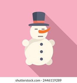 Top hat snowman icon flat vector. Festive celebration. Happy holiday