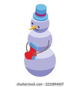 Top hat snowman icon isometric vector. Winter snow. Cute holiday sock