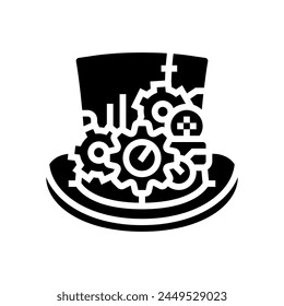 top hat steampunk vintage glyph icon vector. top hat steampunk vintage sign. isolated symbol illustration