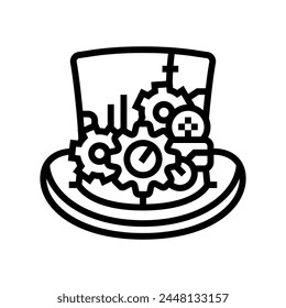 top hat steampunk vintage line icon vector. top hat steampunk vintage sign. isolated contour symbol black illustration