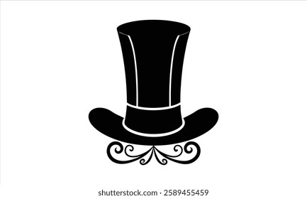 Top Hat with Swirls Elegant Headwear Icon