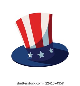 top hat US flag icon isolated