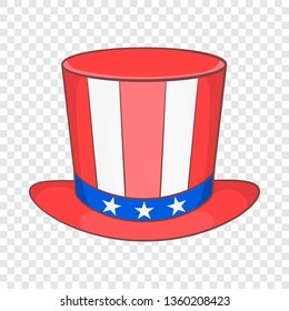 Top hat in the USA flag colors icon in cartoon style on a background for any web design 