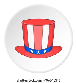 Top hat in the USA flag colors icon. artoon illustration of top hat vector icon for web