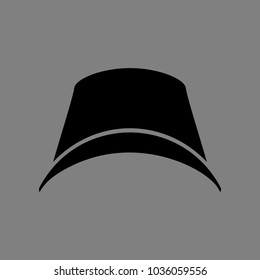 Top hat. Vector. Black icon on medium gray background. Isolated.
