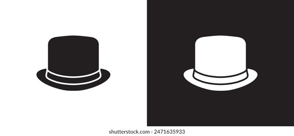 Top hat vector, Cylinder hat, Flat icons of men classic hats, Simple icon of classic hats, Sun visor hat, Summer hat, Menswear, Fashion element vector illustration on black and white background. eps10