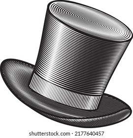 Top hat. Vector engraved illustration