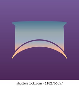 Top hat. Vector. Evening gradient icon at violet background.