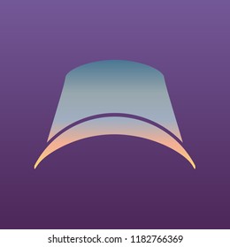 Top hat. Vector. Evening gradient icon at violet background.
