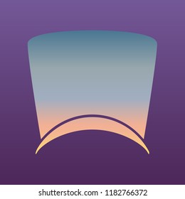 Top hat. Vector. Evening gradient icon at violet background.