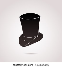 Top hat vector icon isolated on white background.