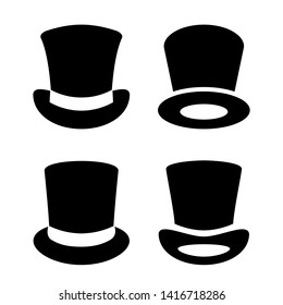 Top hat vector icon set on white background