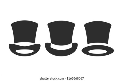 Top hat vector icons set isolated on white background