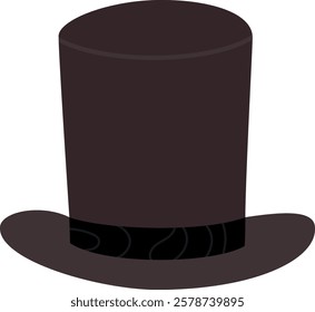 Top hat vector illustration. Headdress on transparent background. Gentleman classic fashion item. Style accessoire. Design template for label, banner, badge, logo.