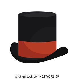 Top hat vector illustration icon. Retro cap accessory classic isolated white and gentleman fashion wear style. High old head and cylinder male clothes. Bowler clothing symbol and magician headgear