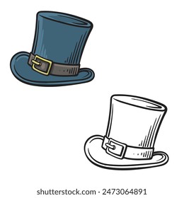 top hat vector illustration. Simple design outline style. Easy to edit. Isolated on white background