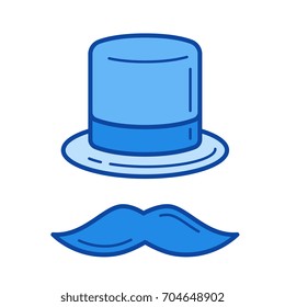 Top hat vector line icon isolated on white background. Top hat line icon for infographic, website or app. Blue icon designed on a grid system.