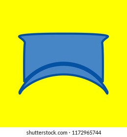 Top hat. Vector. Office style blue icon at yellow background.