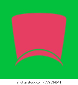 Top hat. Vector. Paradise pink icon on dark pastel green background.