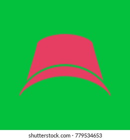 Top hat. Vector. Paradise pink icon on dark pastel green background.