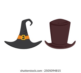 top hat and wizard hat icons illustration